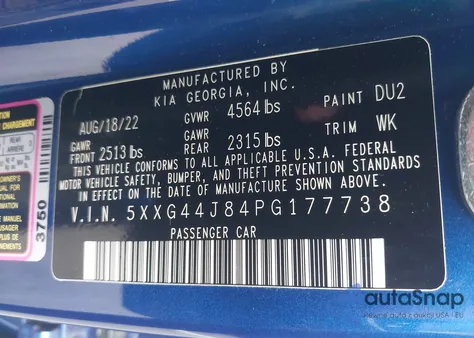 2023 Kia K5 Gt from USA, damaged, VIN 5XXG44J84PG177738